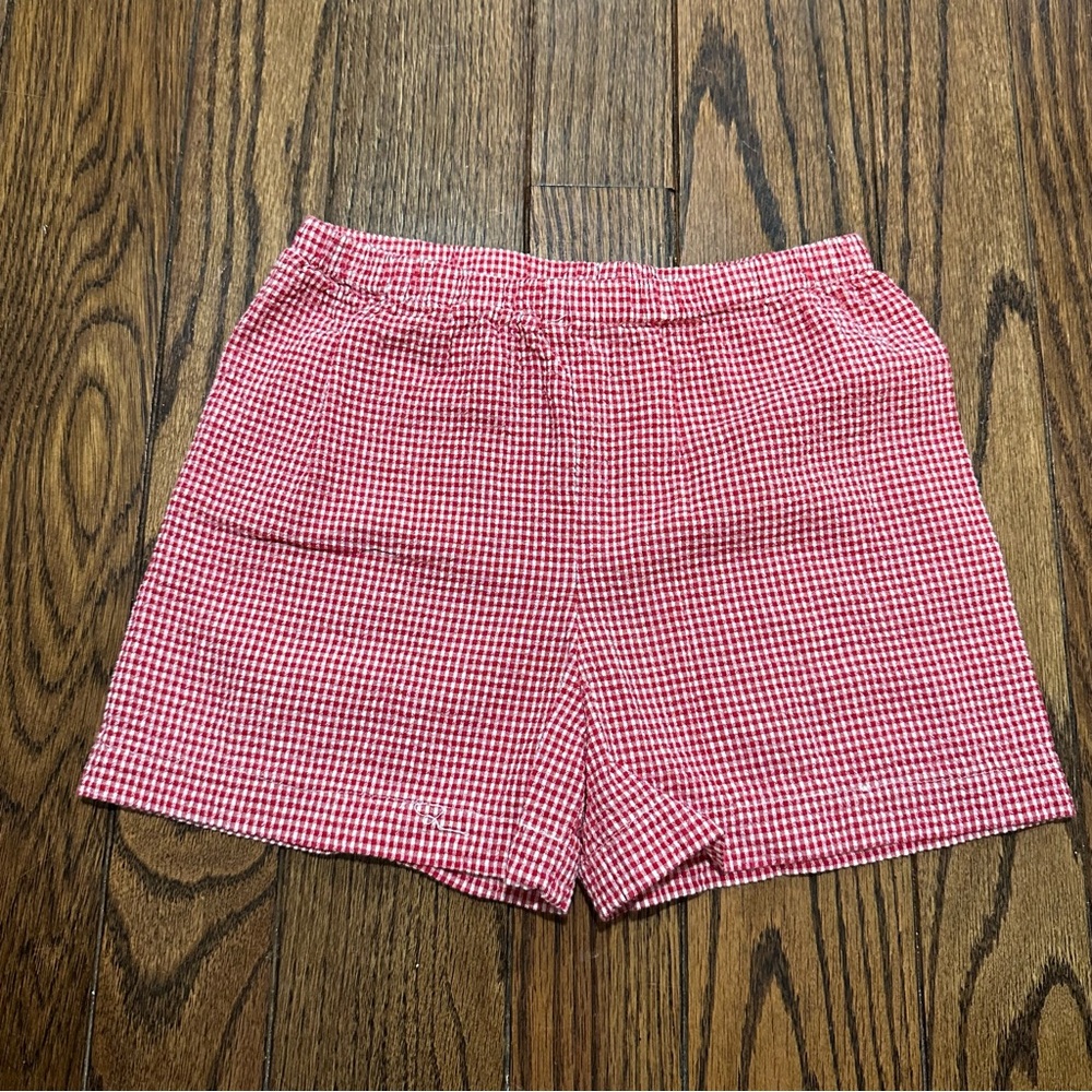 lime green brand shorts in red and white gingham- Size 8